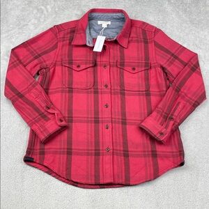 NEW Outerknown XS/S Women's Blanket Shirt 100% Organic Cotton Red, Burgundy